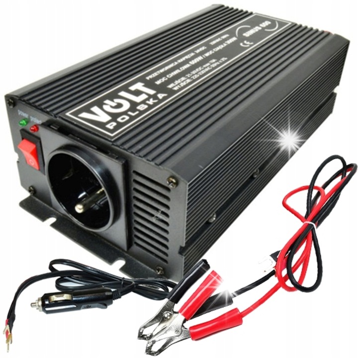 Автомобилни инвертори Volt 600W 24V, синусоидални, с автоматичен вентилатор, включени кабели