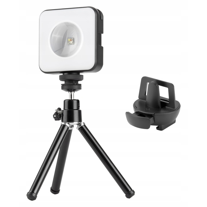 Lampa LED Newell RGB-W Rangha Nano Sunset, 360 culori, 2500-9000K, 8,5x7x3,2cm, set cu stativ