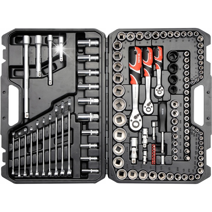 Set unelte YATO 120 piese, 1/4", 3/8", 1/2", AS-Drive, CrV