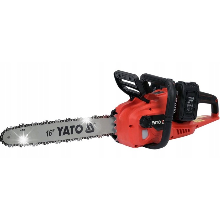 Верижен трион YATO 16", 36V, 2x4Ah, батерии, с двойно зареждане