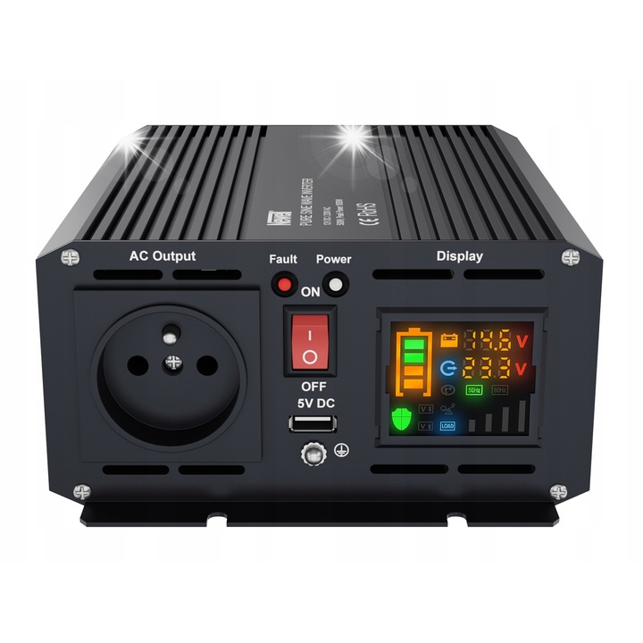 Newell 12V 230V 500W/1000W autós inverter USB porttal, méretei 20x15x8cm