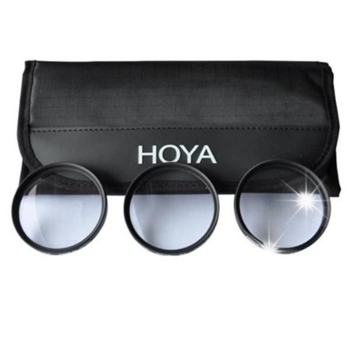 Комплект филтри DSLR Hoya 62 мм UV, поляризатор, сив NDX8, с калъф