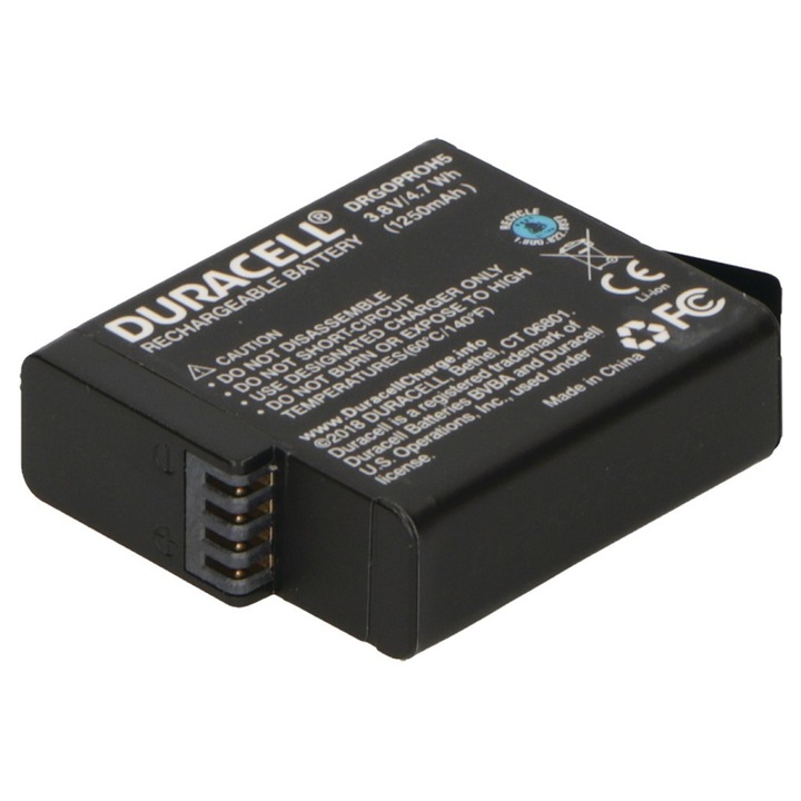 Батерия Duracell 3.8V 1250mAh за GoPro Hero 5,6,7, Li-Ion, комплект от 3 броя