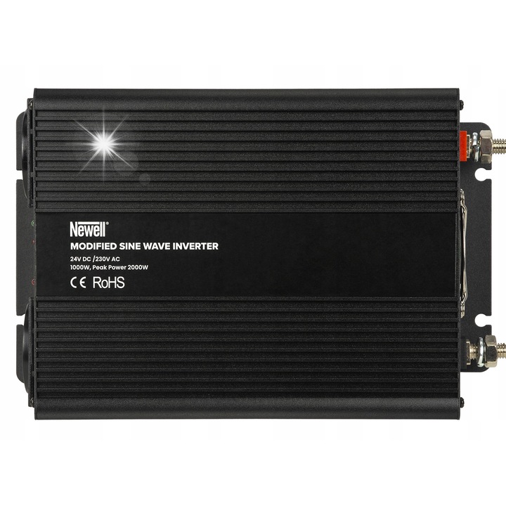 Inverter Newell 24V/230V 1000W, 2 aljzattal és USB-A porttal, kábelkészlettel