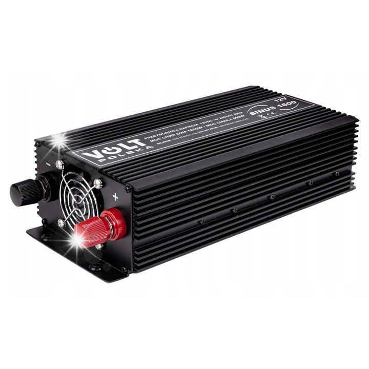 Инвертори за кола Volt Polska 1600W, 800W непрекъснато, 12V, 27,5x13x7,5см, черен