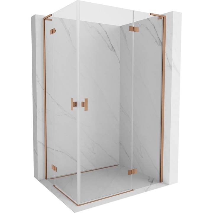 Mexen Mist-H L Duo cabina de dus cu usa batanta 75 x 105 cm, transparent, cupru periat - 8A5L-075L-105P-65-00