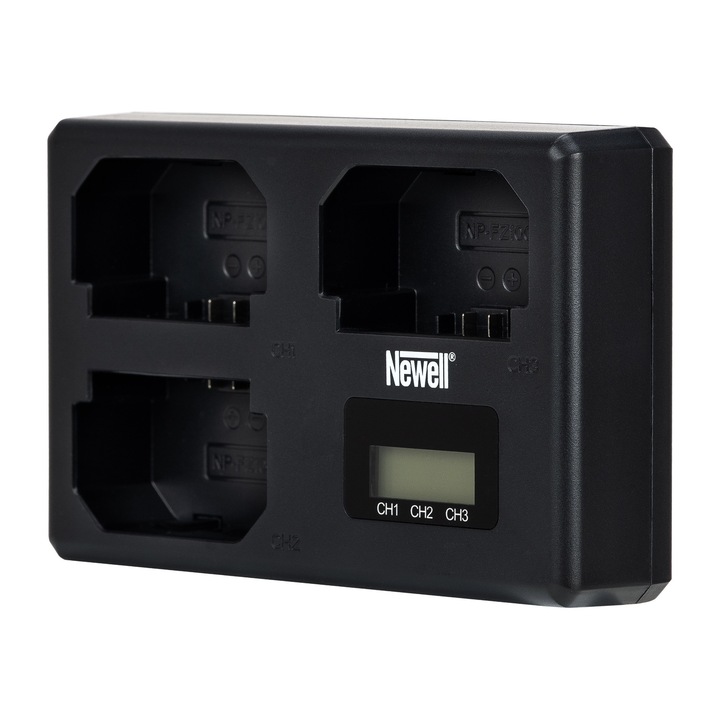 Incarcator triplu Newell TT-USB-C pentru acumulatori NP-FZ100, 3 canale, USB-C si micro USB, 10,6x6,7x2,9cm, 71g