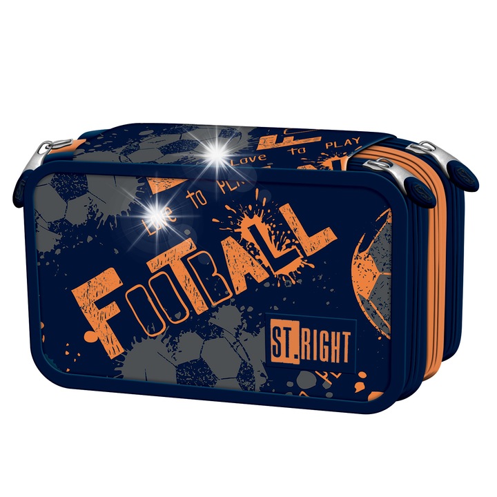 Несесер с 3 отделения ST.RIGHT SOCCER BALLS, тъмночервен с оранжево, 20x12,5x5см