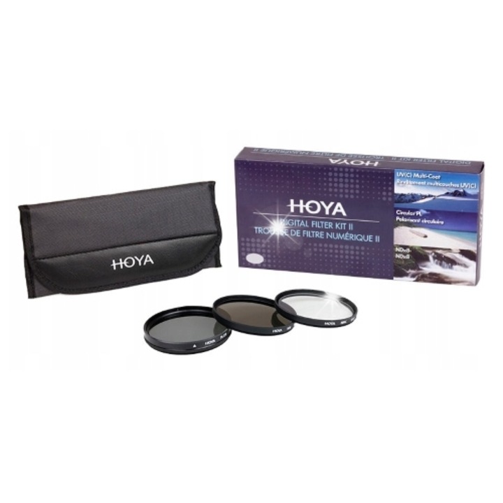 Комплект филтри Hoya 52mm UV, поляризатор, сив NDX8, текстилен калъф