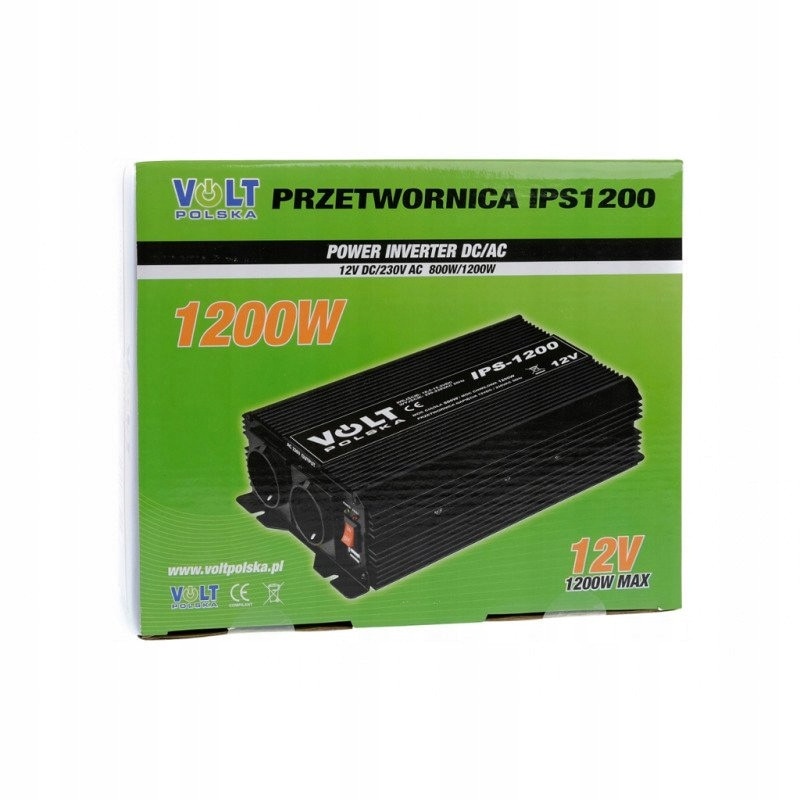 Inverter auto VOLT, 800W/1200W, 12V/230V, cu 2 gniazduri AC, USB ...