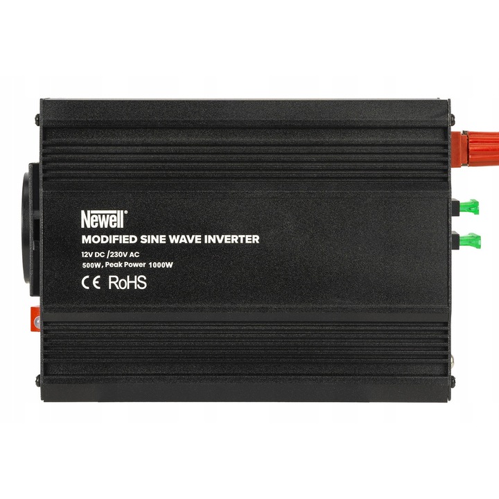 Autós inverter Newell 12V/230V, 500W, 1 aljzat, 1 USB port, kábelek mellékelve