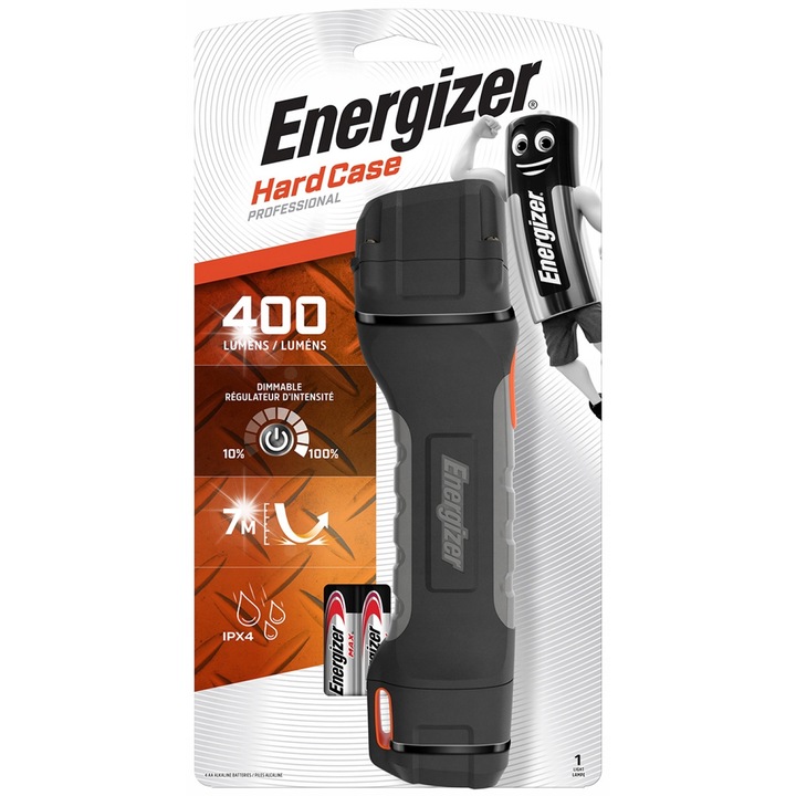 LED фенер Energizer 400lm, 125m, 4xAA, черен, водоустойчив