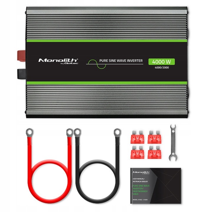 QOLTEC 24V 2000W / 4000W USB преобразувател на напрежение за камион, пълен чист синус