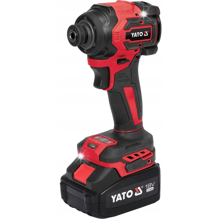 Акумулаторен винтоверт YATO Zakretarka безчетков 18V 230Nm 1/4" късо тяло 90 мм