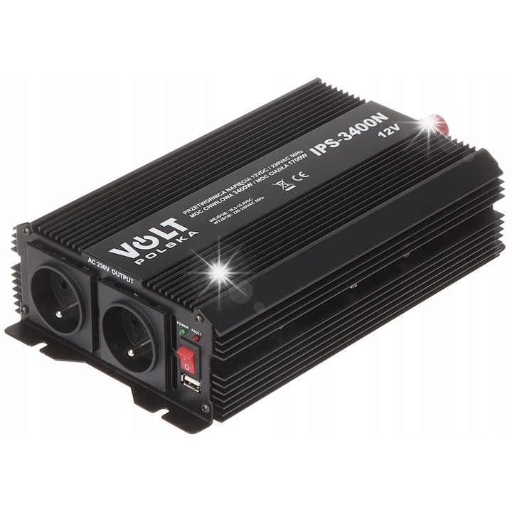 Инвертор за кола Volt IPS-3400, 3400W, 220-240V AC, 11-15V DC, 286x165x69mm