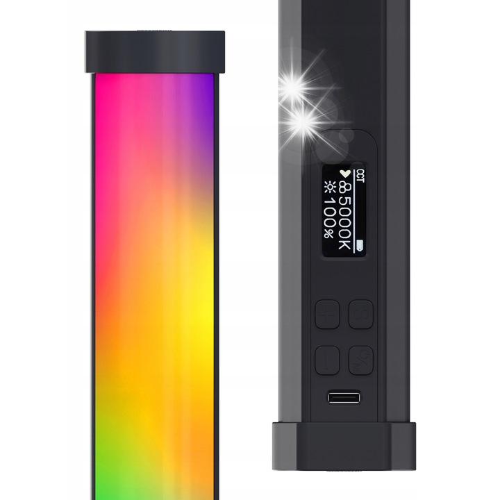 Lampa LED Newell RGB Kathi Nano Pro, 2500-9900K, 360 цвята, 19,4см, комплект с USB-C кабел и адаптер