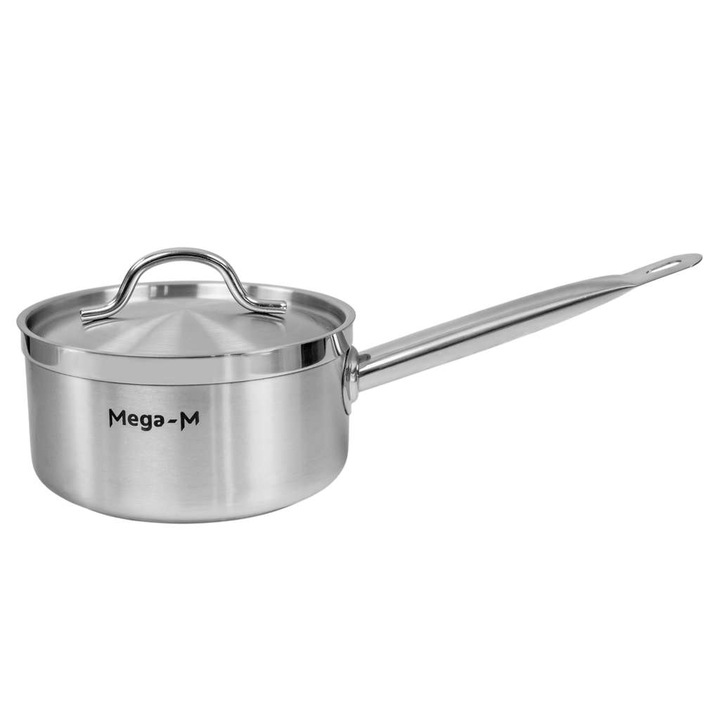 Тенджера с капак Mega-M PRO, 3L, неръждаема стомана, 18x10см, комплект 1
