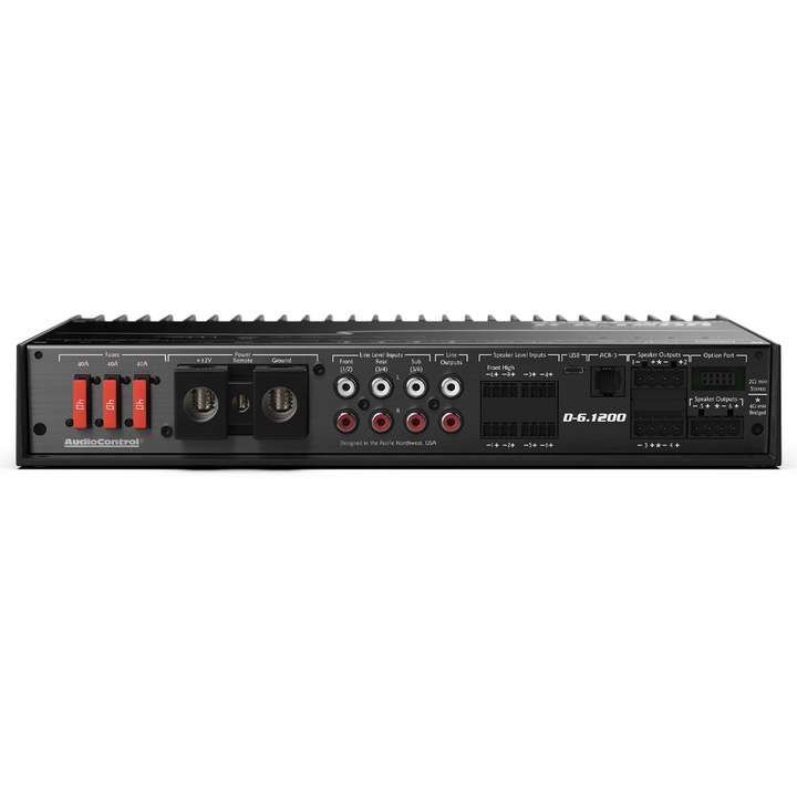 Amplificator Audiocontrol D-6.1200, 6 canale, 1200 watts, 2 Ω, cu DSP Matrix
