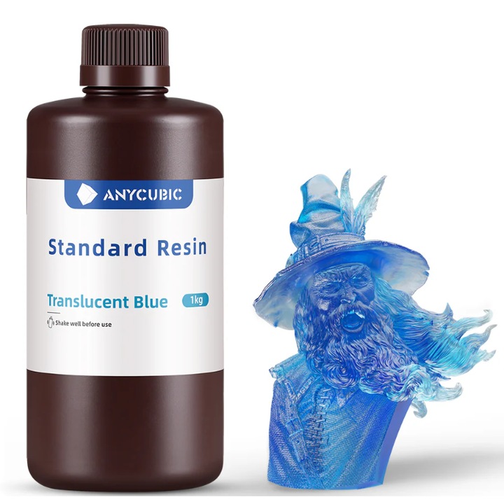 Rasina 3D, Anycubic Standard, 1kg, Albastru Translucid, pentru imprimanta 3D
