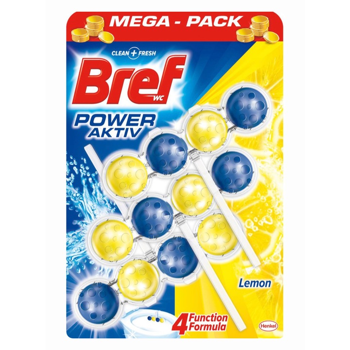 Odorizant wc bile Bref Power Aktiv Lemon 3x50g