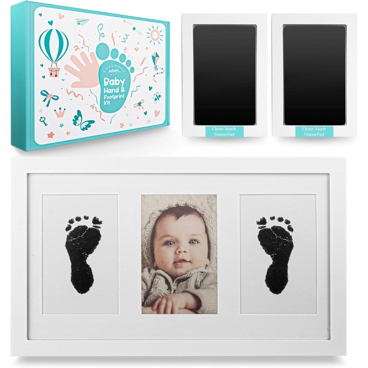 Set amprente bebeluși Edelhand, alb, 40x23.5cm, certificat TUV, kit complet