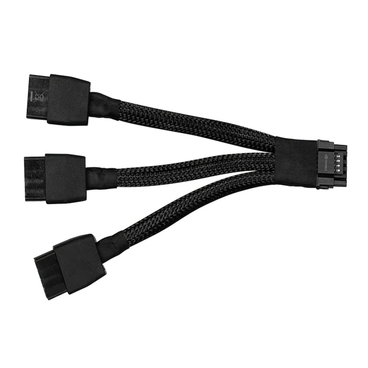 Cablu nVIDIA® Premium 12+4pin PCIe Gen 5 12VHPWR 600W la 3x8 pin, negru