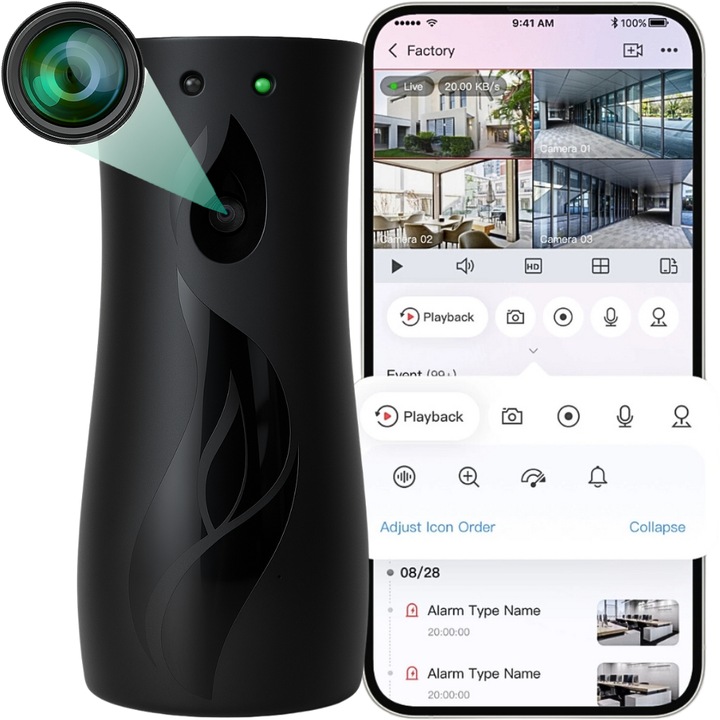 Вградена мини шпионска камера, SPC05, WiFi, 720P, 19x8x7.5см, пълен комплект