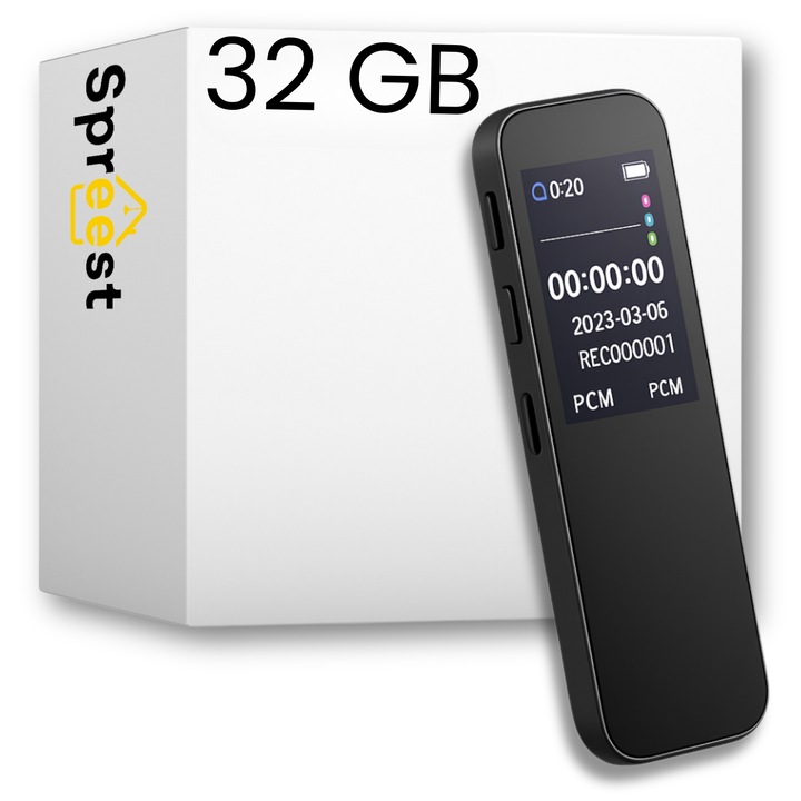 Inregistrator RV19, 32GB, negru, set complet cu casti, card de memorie