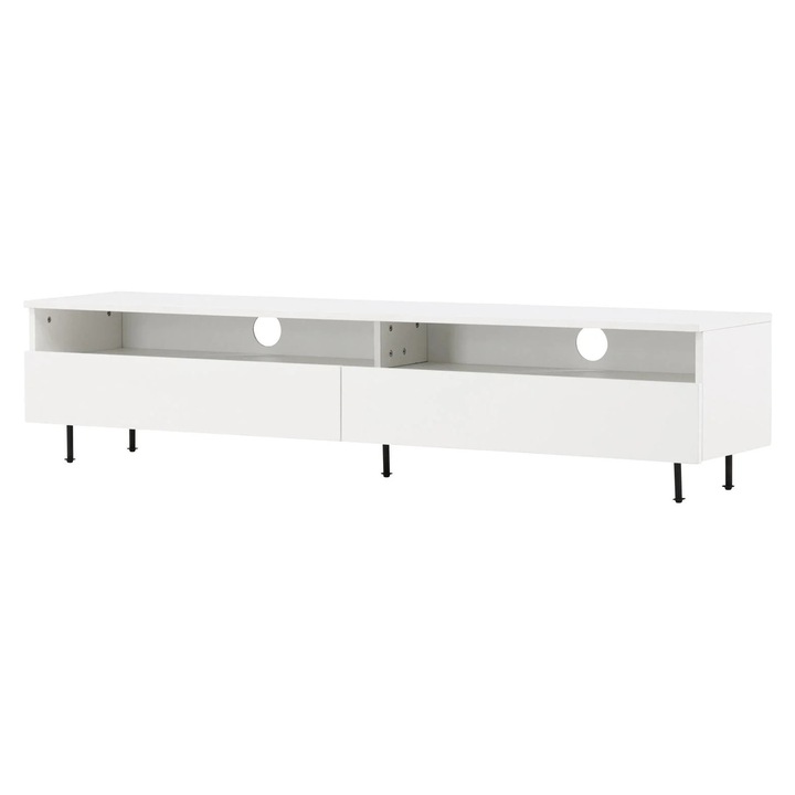 Comoda TV, Furnlux, Navarra, alb, lemn prelucrat, 180x40x40 cm
