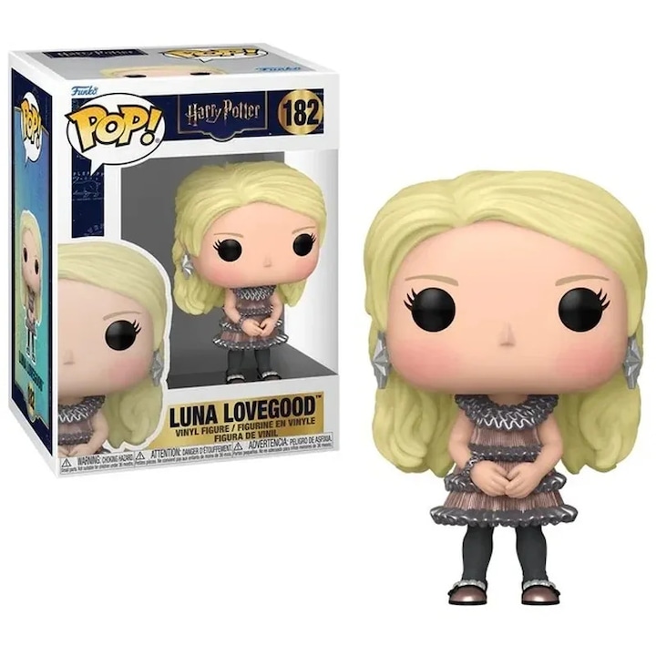 Figurina Funko POP! Luna Lovegood in Dress #182, rochie brun/crem, detalii precise, 10cm