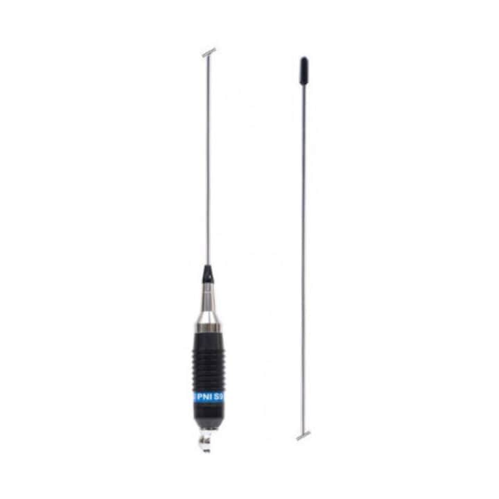 Antena statie radio CB PNI S9, 1.20m, argintiu + negru, dimensiuni 131x10x3cm