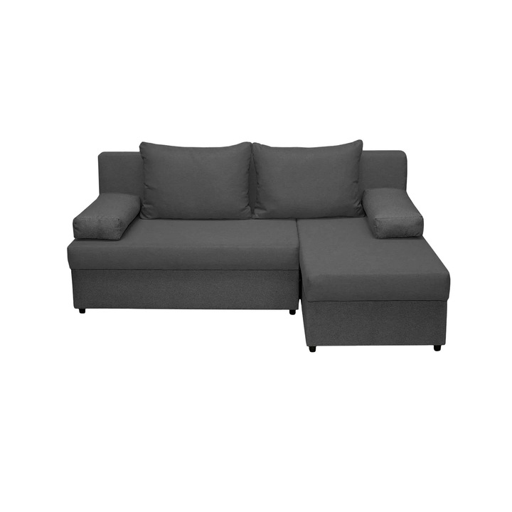 Coltar extensibil Expomob ANA, cu lada depozitare, colt interschimbabil, dimensiune 200x140x83 cm, culoare gri inchis