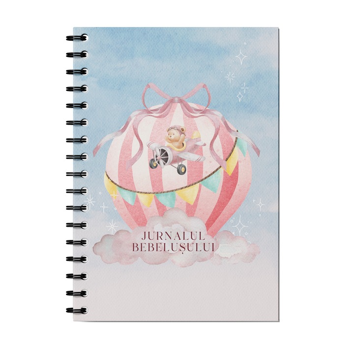 Jurnalul bebelusului, agenda de completat cu amintirile bebelusului din primul an de viata, 80 pagini, model Dream, roz