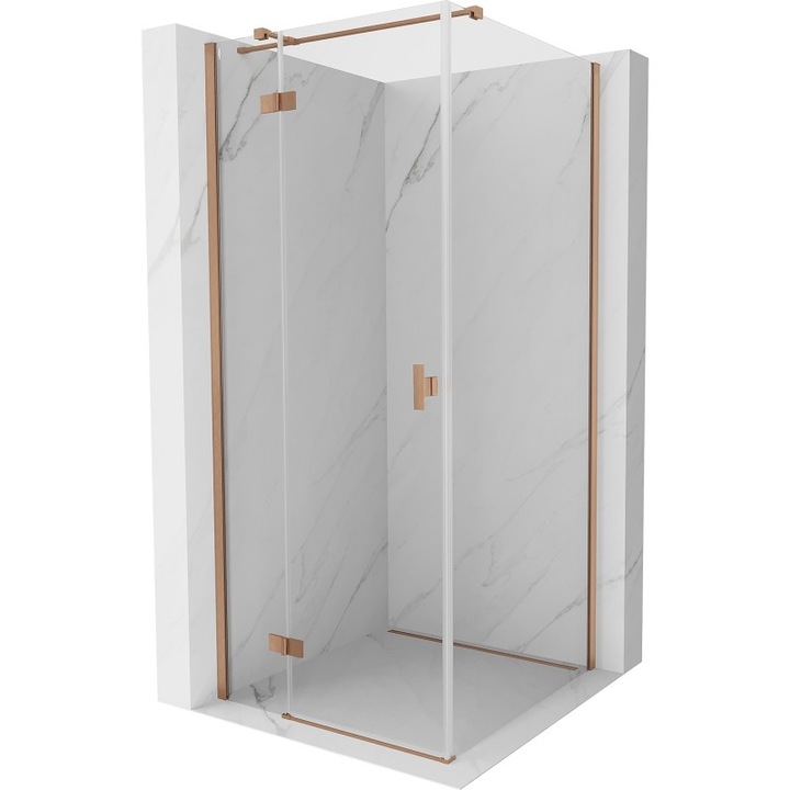 Mexen Mist H T cabina de dus cu deschidere spre stanga 90 x 90 cm, transparent, cupru periat - 8A5T-090-090-65-00-L