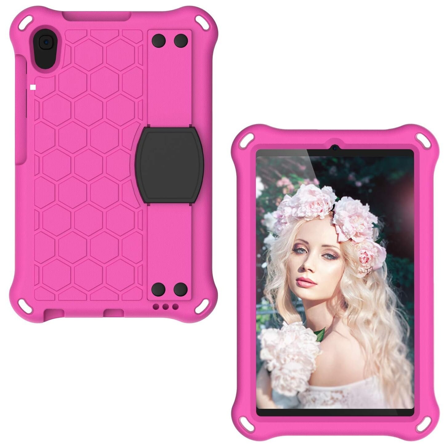 Etui pentru iPad Mini 6, roz, silicon, cu suport, curea de transport