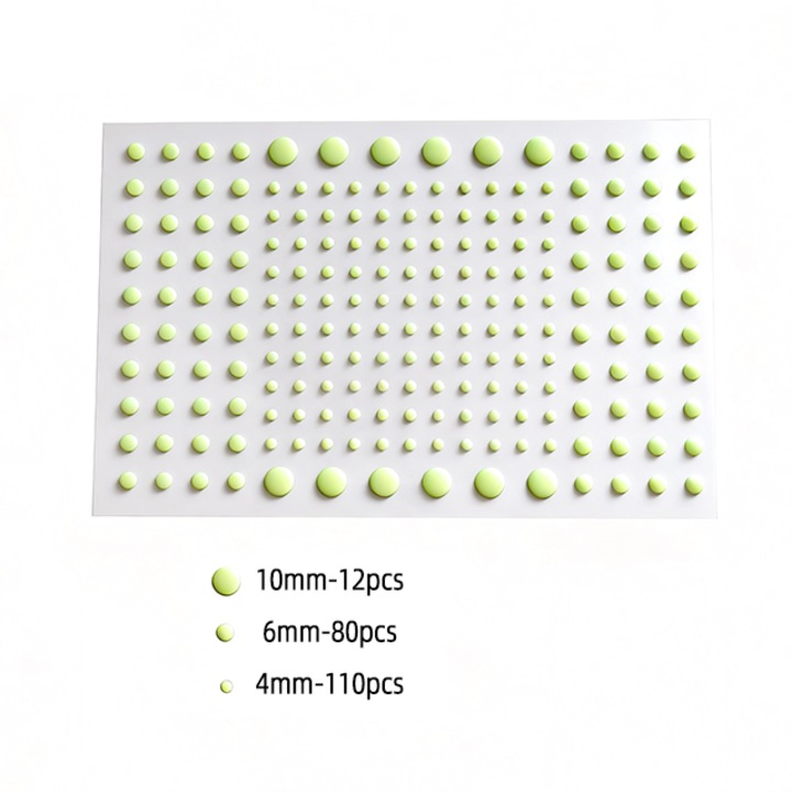 202 db-os nagy intenzitású 3D matrica szett, Sötétben világító pontok, Fluoreszkáló matricák éjszakai jelzéshez, Ideális szoba vagy hálószoba díszítéséhez