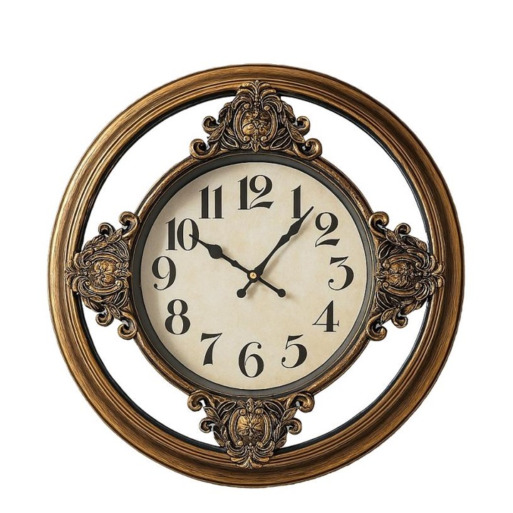 Ceas perete cu oglinda, Auriu, 50 cm