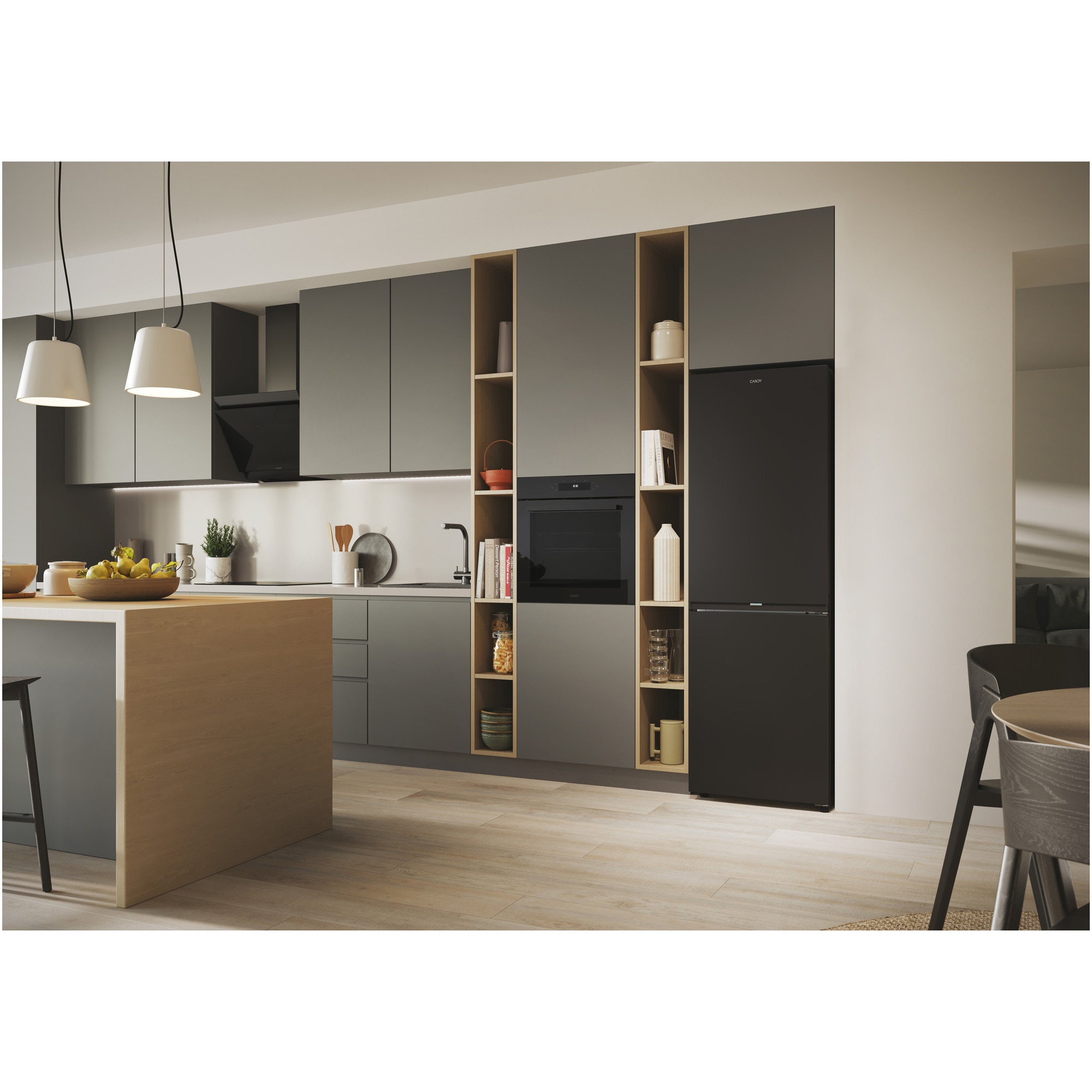 Combina frigorifica Candy, No Frost, 355 l, H 185 cm, Clasa E, Wi-Fi, Negru