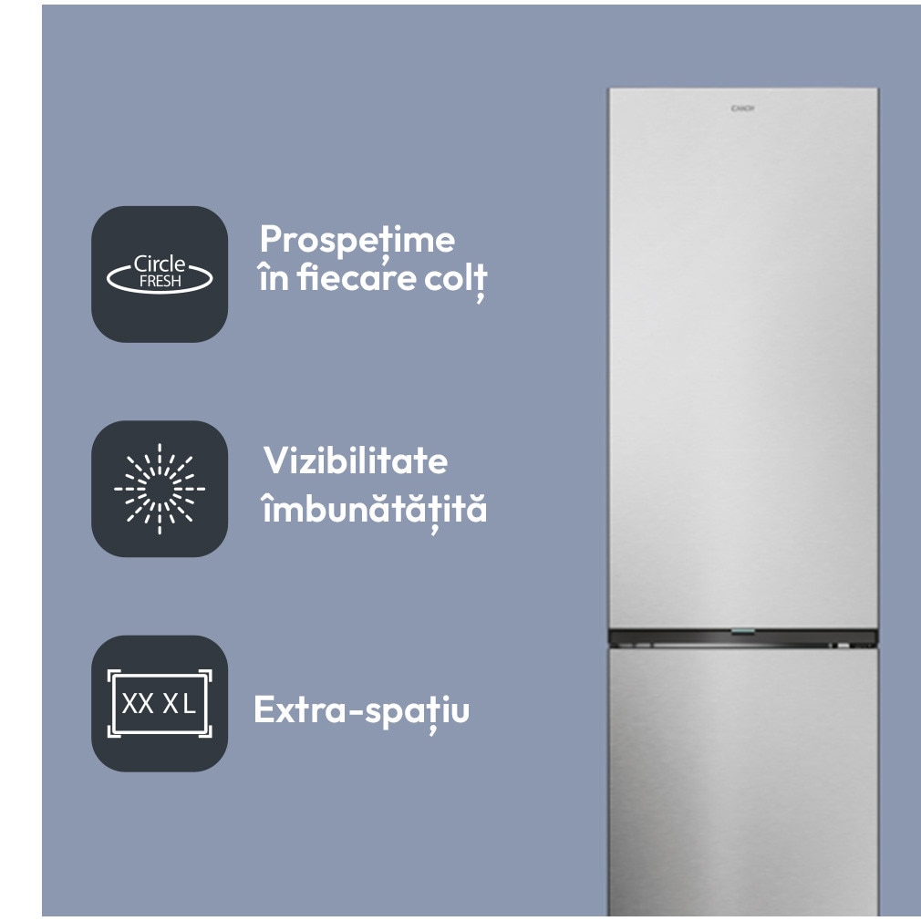 Combina frigorifica Candy, No Frost, 355 l, H 185 cm, Clasa E, Wi-Fi, Negru