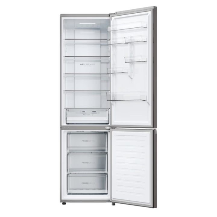 Combina frigorifica Haier EHD3PWDNPD206, 406 litri, Total No Frost, clasa D, conectivitate WiFi/ hOn app, Air Surround, MyZone, SuperCooling, SuperFreezing, display exterior, mod Eco & Holiday, H 205 cm, dark inox