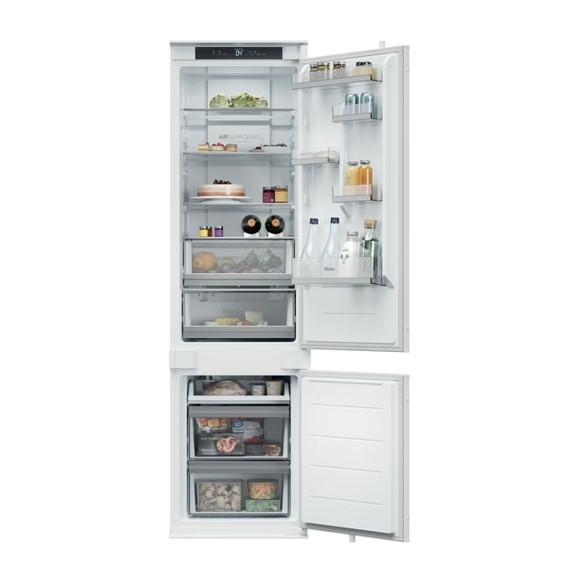 Combina frigorifica incorporabila Haier EHBQW5519E, Total No Frost, 284 litri, clasa E, conectivitate WiFi/ hOn app, Air Surround, Humidity Zone, SuperCooling & SuperFreezing , H 194/ L 55 cm