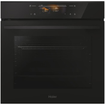 Cuptor incorporabil Haier H6 ID48M5YTB, 78 litri, clasa A++, multi-level, conectivitate WiFi/ hOn app, 26 functii, display full touch control, camera video, sistem Click&Clean, curatare Pirolitica & Hidrolitica, sonda wireless, negru