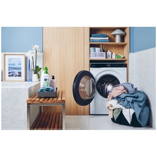 Masina de spalat rufe Candy BS B12B8-S, clasa energetica A-20%, 12 kg, 1400 rpm, Motor Inverter, ProActive EcoWash, conectivitate WiFi/ hOn app, XL Soft Drum, Clean Shield, alba