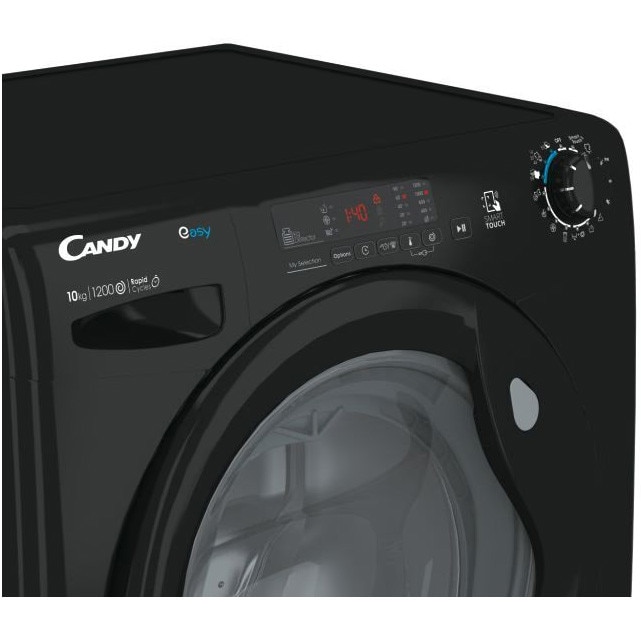 Masina de spalat rufe Candy Easy EY 12102DBBE/1-S, 10 Kg, 1200 RPM, Clasa E, cicluri rapide de spalare, 16 programe, Negru