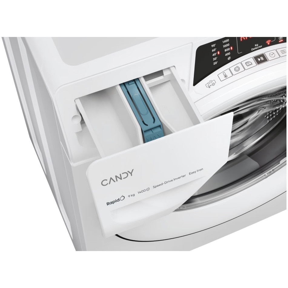 Masina de spalat rufe Candy RO 1496DWMT/1-S, clasa A, 9 kg, 1400 rpm, Motor Inverter, Steam, Mix Power Systems, Conectivitate WiFi/ hOn app, alba