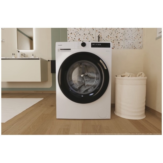 Masina de spalat rufe Candy Slim BR 48SBL6-S, clasa A-10%, 8 kg, 1400 rpm, Motor Inverter, Steam, Touch display, Soft Drum, Dual Spray, Programe rapide de spalare, Wifi, alba