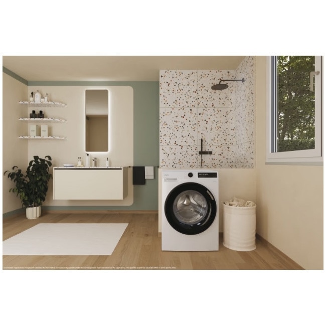 Masina de spalat rufe Candy Slim BR 48SBL6-S, clasa A-10%, 8 kg, 1400 rpm, Motor Inverter, Steam, Touch display, Soft Drum, Dual Spray, Programe rapide de spalare, Wifi, alba