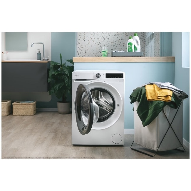 Masina de spalat rufe Candy Slim BR 48SBL6-S, clasa A-10%, 8 kg, 1400 rpm, Motor Inverter, Steam, Touch display, Soft Drum, Dual Spray, Programe rapide de spalare, Wifi, alba