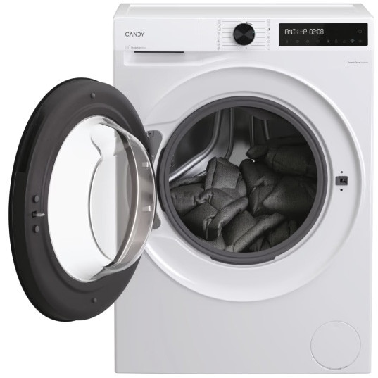 Masina de spalat rufe Candy Slim BR 48SBL6-S, clasa A-10%, 8 kg, 1400 rpm, Motor Inverter, Steam, Touch display, Soft Drum, Dual Spray, Programe rapide de spalare, Wifi, alba