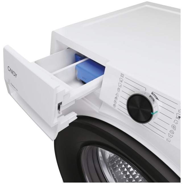 Masina de spalat rufe Candy Slim BR 48SBL6-S, clasa A-10%, 8 kg, 1400 rpm, Motor Inverter, Steam, Touch display, Soft Drum, Dual Spray, Programe rapide de spalare, Wifi, alba
